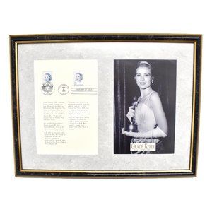 SOLD c93 Grace Kelly Oscar Portrait Framed Bio